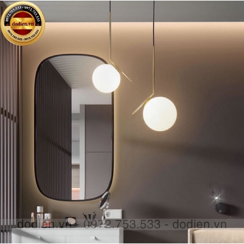 Đèn thả trần thủy tinh hiện đại dây 2m, đèn trần gấp khúc T014 thả  bàn ăn,phòng ngủ D200x450