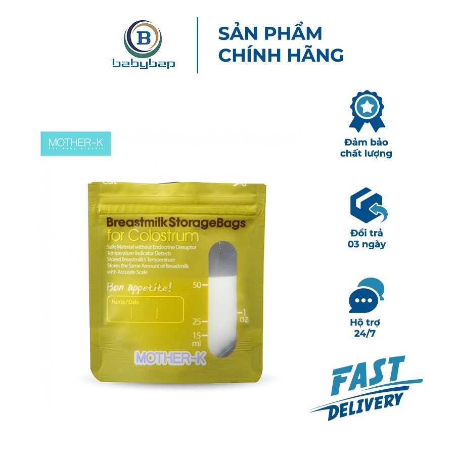 Túi Trữ Sữa Non Mother-K Hàn Quốc Làm Từ Nhựa LLDPE &amp; PET (30c)
