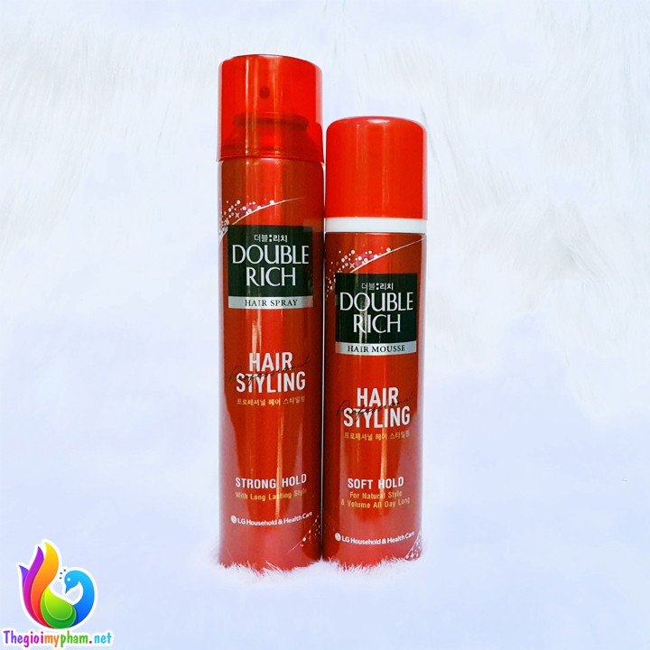 Keo Tạo Kiểu Tóc Double Rich Hair Spray 170ml/ Mousse Tạo Kiểu Tóc Double Rich Hair Spray 150ml