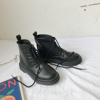 [ORDER] Bốt cao cổ da trơn đen Dr | Ulzzang boots