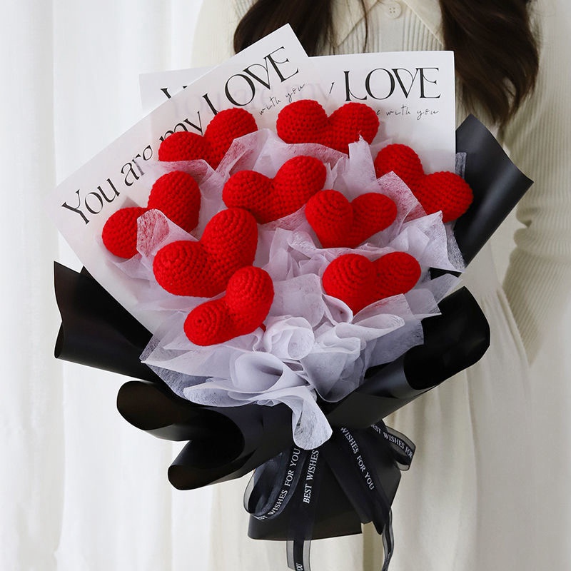 Hoa Tulip Đan Móc Thủ Công Hình Trái Tim Làm Quà Tặng Valentine