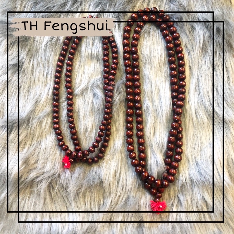 Chuỗi tràng niệm Phật 108 hạt gỗ nâu đỏ tua len