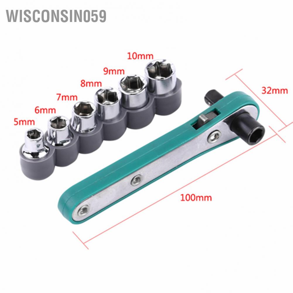 [Hàng Sẵn]  1/4 &quot;Cờ lê vặn vít Tay cầm Ratchet với ổ cắm và trình điều khiển có thể hoán đổi cho nhau 【Wisconsin059】