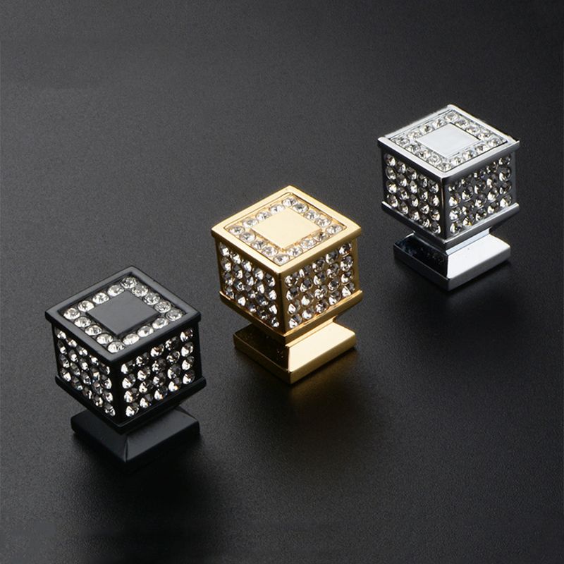 Tay Nắm Ngăn Kéo Tủ Hình Viên Kim Cương Màu Vàng Sang Trọng