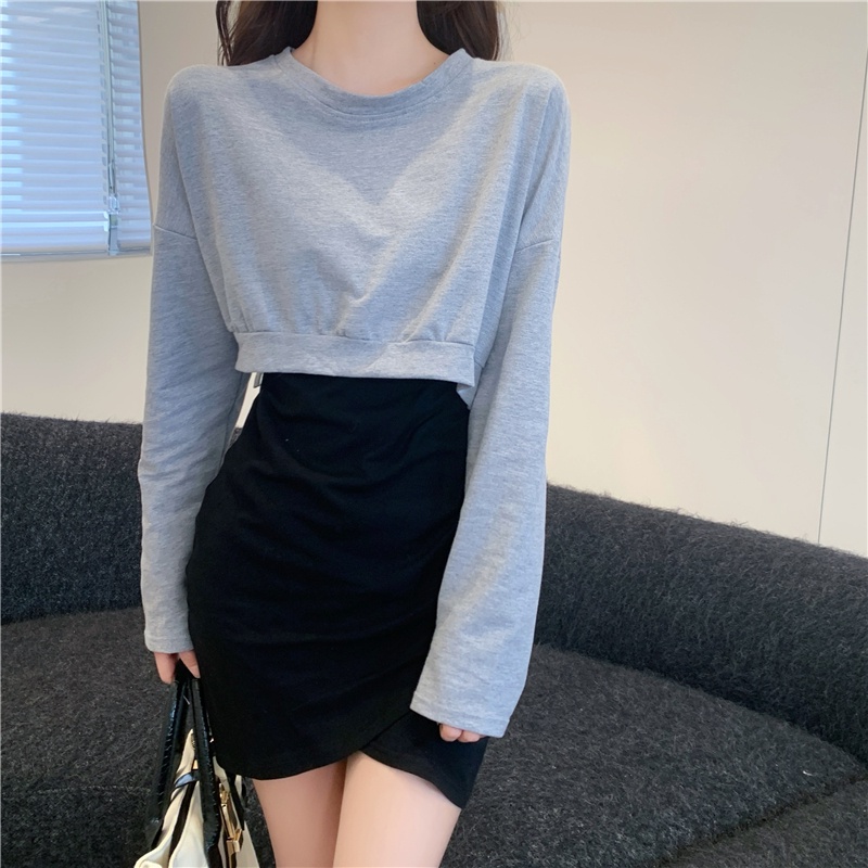 Set đồ 2 mảnh Perty gồm đầm hai dây kèm áo sweater tay dài phong cách Hàn Quốc thời trang quyến rũ cho nữ