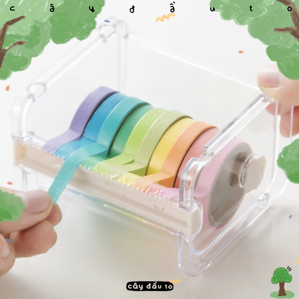 Khay Đựng Băng Keo Lưu Trữ Washi Tape Tiết Kiệm Không Gian Trong Suốt Phong Cách Tối Giản Cây Đầu To