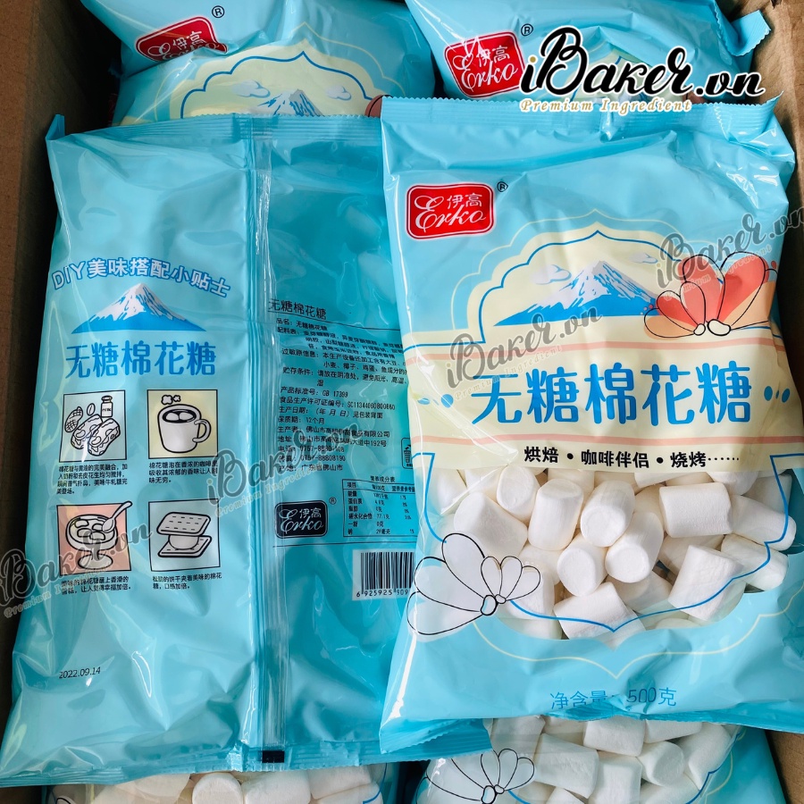Kẹo Marshmallow Erko ăn kiêng/ ít ngọt - túi 500g