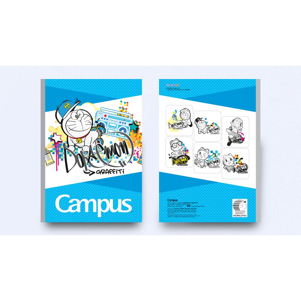 Vở kẻ ngang (có chấm) 80 trang B5 Campus - DORAEMON GRAFFITI Giấy thiết kế có chấm vượt trội giúp học sinh thuận tiện