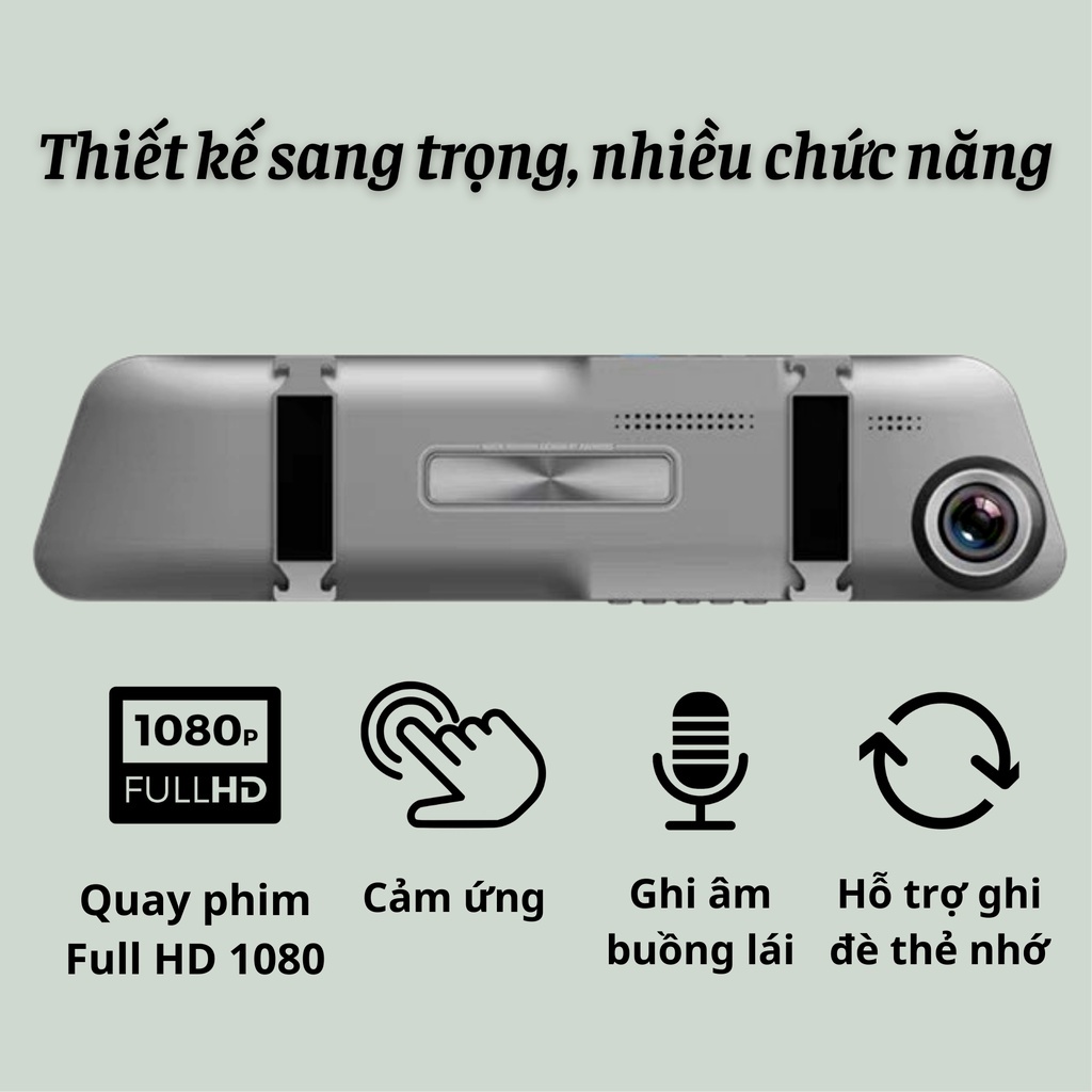 Camera hành trình ô tô M5 dạng gương chiếu hậu màn cảm ứng 5inch FullHD 1đổi1 trong 12T