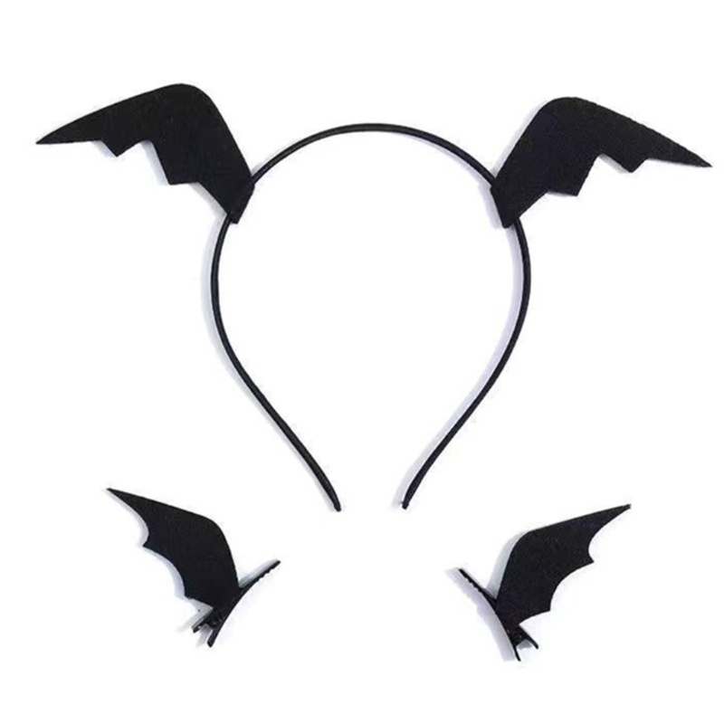 Set Băng Đô + Kẹp Tóc Cánh Dơi Hóa Trang Halloween Cho Bé Gái 10mk