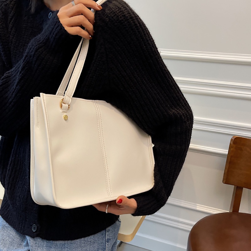 Túi xách IELGY tay đeo vai màu trơn sức chứa lớn phong cách âu Mỹ cổ điển thời trang dành cho nữ