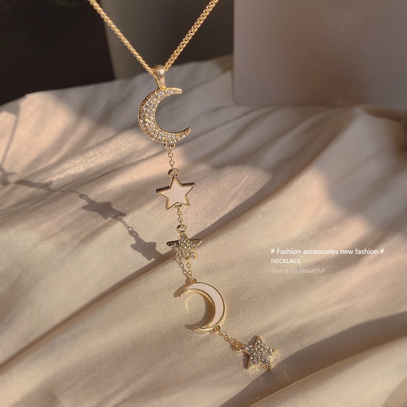 Vòng cổ Mặt Ngôi Sao Và Mặt Trăng Đính Đá 2022 Sang Trọng