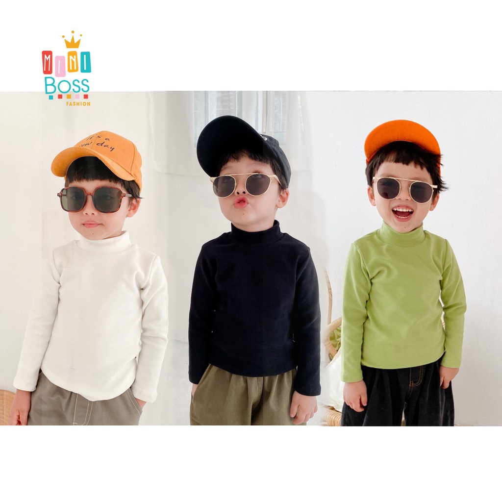 Áo thun trơn cổ 3 phân cho bé trai bé gái MiniBoss | Áo thun cổ cao Quảng Châu MiniBoss ATD127