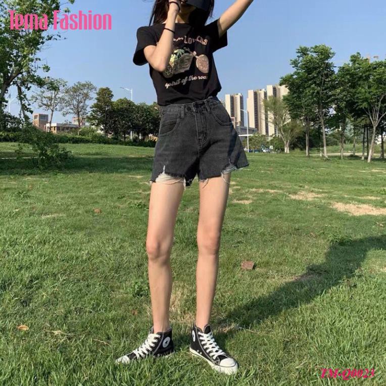 Quần short jean nữ TEMA - Quần đùi bò dày dặn rách gấu siêu cá tính | BigBuy360 - bigbuy360.vn