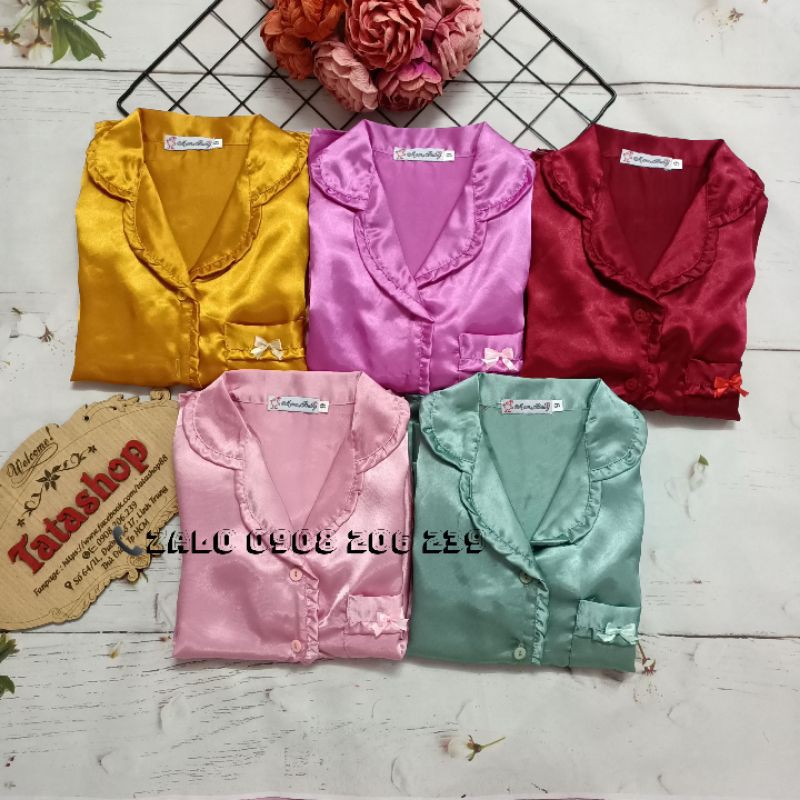 11-40kg Bộ quần áo dài tay phi lụa bóng bé gái - Bộ pijama dài tay size đại cho bé gái -tatashop