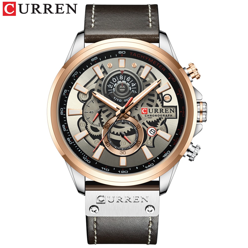 Đồng Hồ Quartz Curren Đa Năng Chống Thấm Nước Với Dây Đeo Da 8380 XS