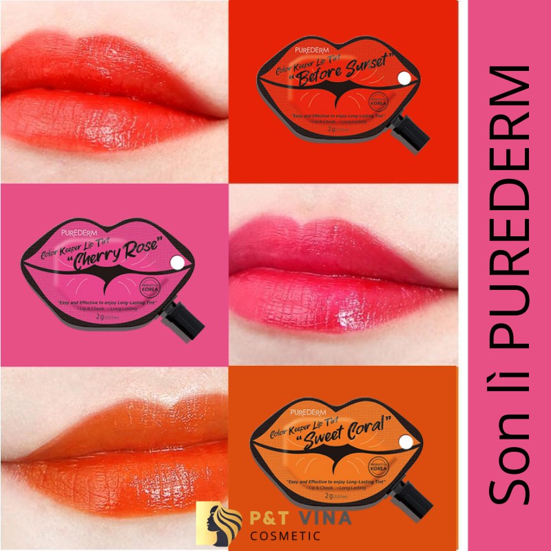 Son Kem Lì Purederm Color Keeper Lip Tint Màu Đỏ Quyến Rũ