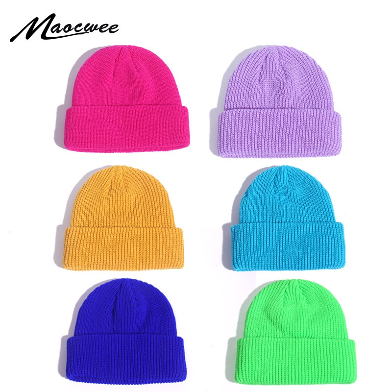 Mũ len dệt kim Nón beanie chóp ngắn Hàn Quốc thời trang unisex cho nam nữ L07