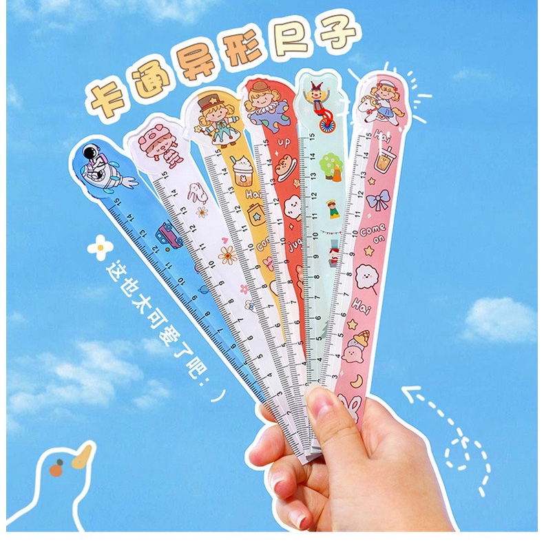 Thước kẻ cứng hoạt hình dễ thương học sinh chiều dài 15cm cute dễ thương đồ dùng học tập làm quà tặng học sinh TK5