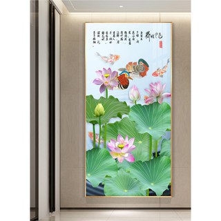 Tranh treo tường tráng gương bóng kiếng nghệ thuật hoa sen hiện đại sang trọng ooopic_20428187