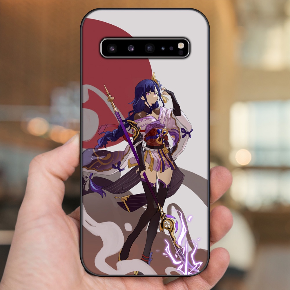 Ốp lưng Samsung S10, S10 5G, S10 Plus viền đen in hình Raiden Shogun Genshin Impact