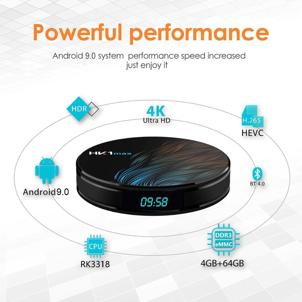 Tv box Thông Minh android 9.0 RK3328 4GB RAM 32GB 64G ROM android tv box HK1 Max 4k HD Và Phụ Kiện