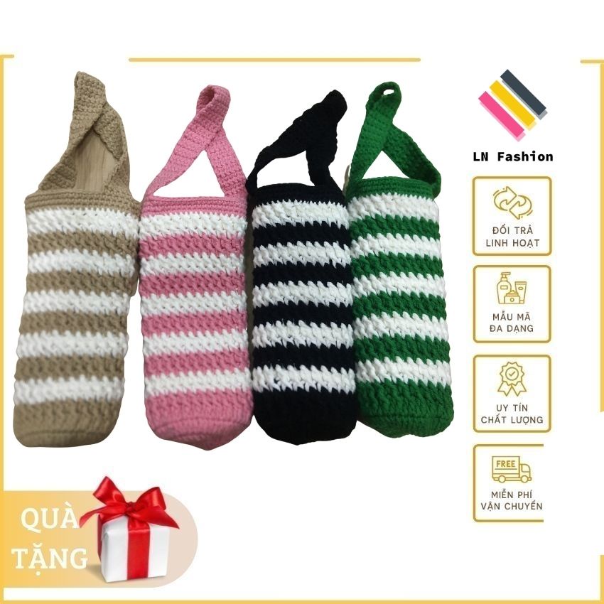 Túi len đựng Ly / Bình giữ nhiệt - LN_Fashion - Móc len Handmade loại dày