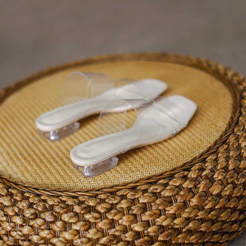 Giày Gót Thấp Trong Suốt Thời Trang Cho Nữ