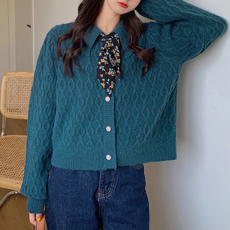 Áo len kèm nơ xinh tiểu thư phong cách hàn quốc len dệt kim Quảng Châu | BigBuy360 - bigbuy360.vn