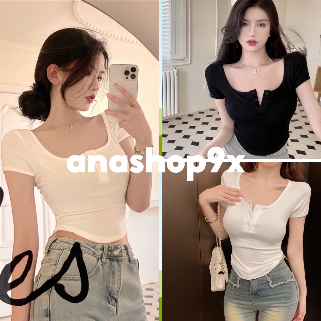 Áo crt nữ cổ tròn sâu cộc tay_anashop