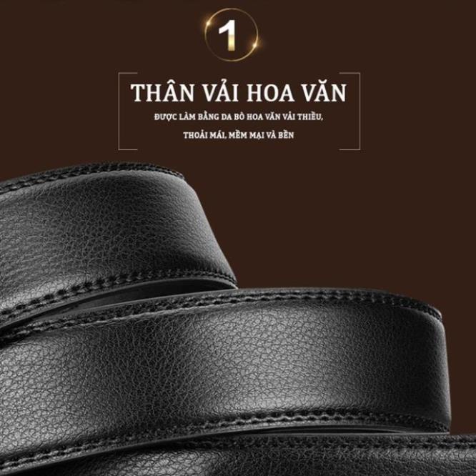 Thắt Lưng Da Nam Khóa Tự Động Dây Nịt Nam Da Cao Cấp Màu Vàng Bạc Nam Tính