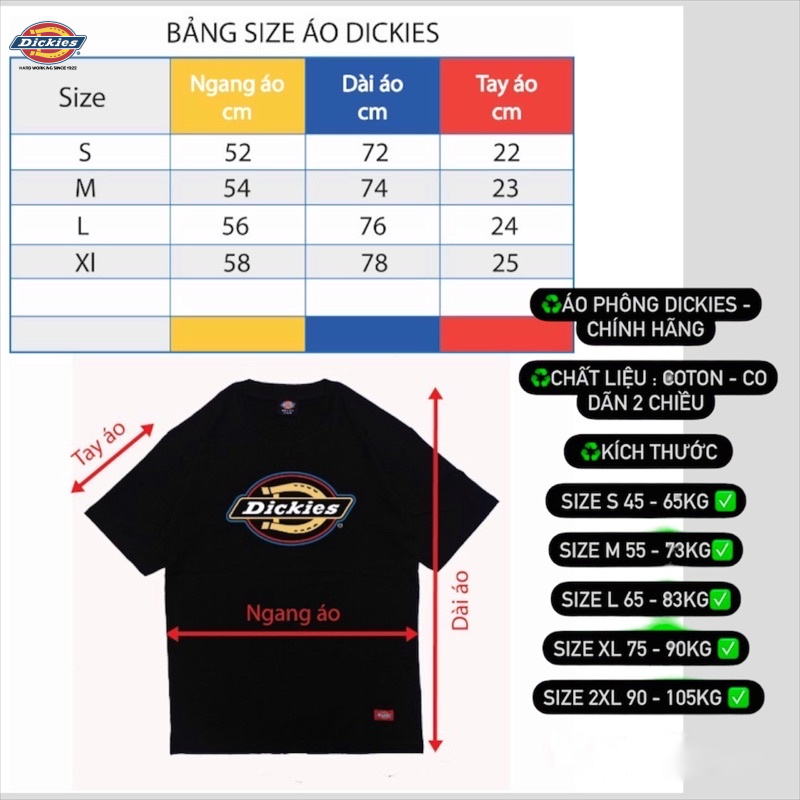 Tshirt Dickies - Áo phông chính hãng Dickies Nam/ Nữ