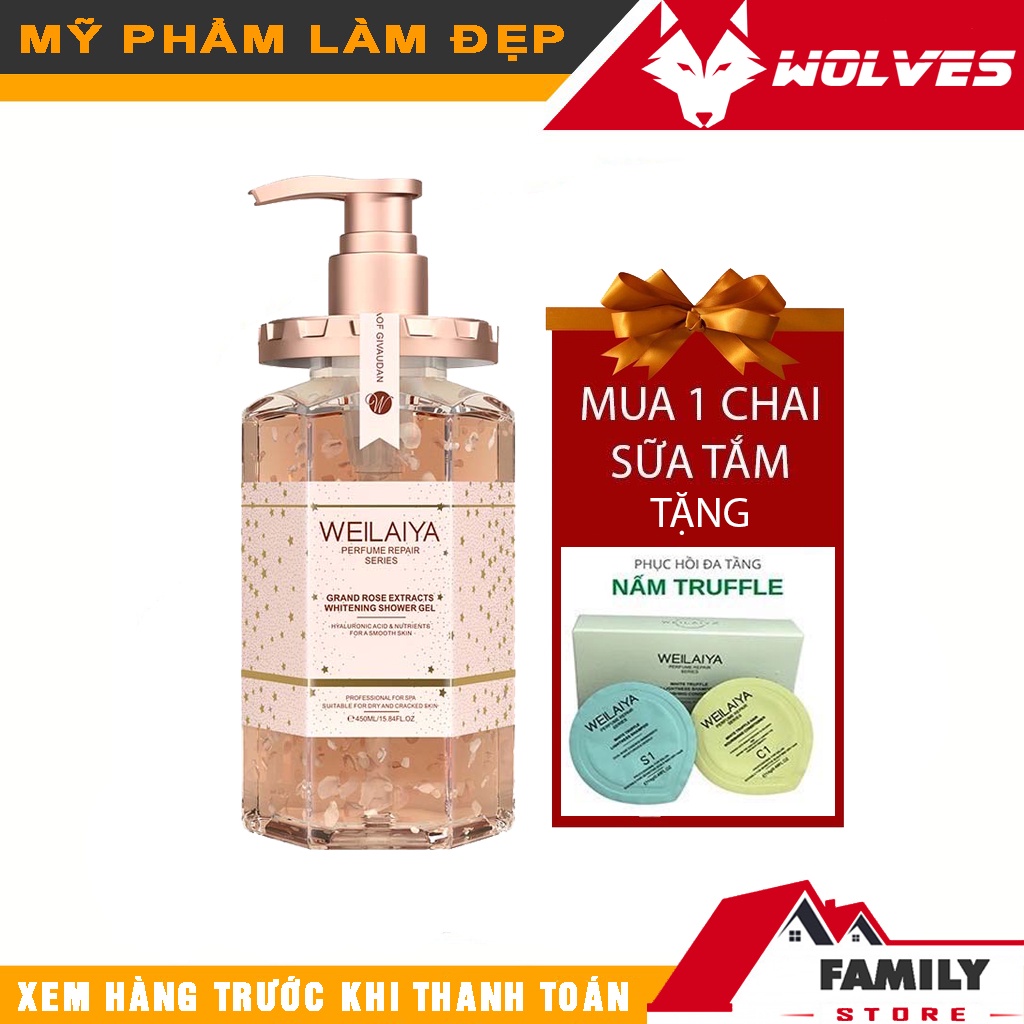 Sữa Tắm Trắng Da Cánh Hoa Hồng Weilaiya, Sữa Tắm Dưỡng Ẩm Lưu Hương Lâu Toàn Thân - 450ml