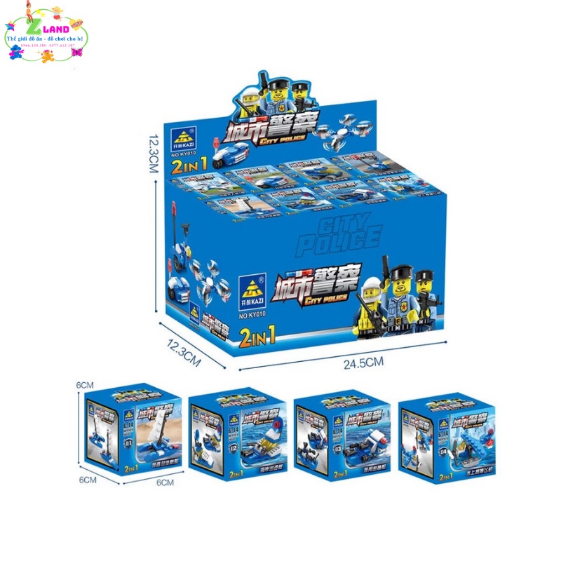Bộ đồ chơi trẻ em lắp ráp mô hình các loãi xe Police City 2 trong 1 mini