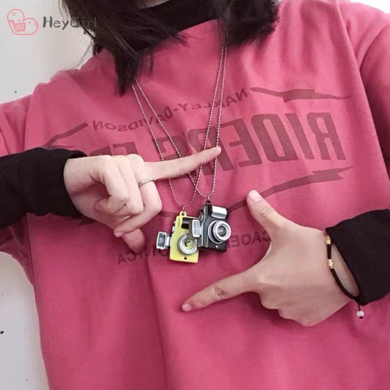 Phong cách Hip ​Hop Vintage Vòng cổ mặt camera có đèn flash và âm thanh