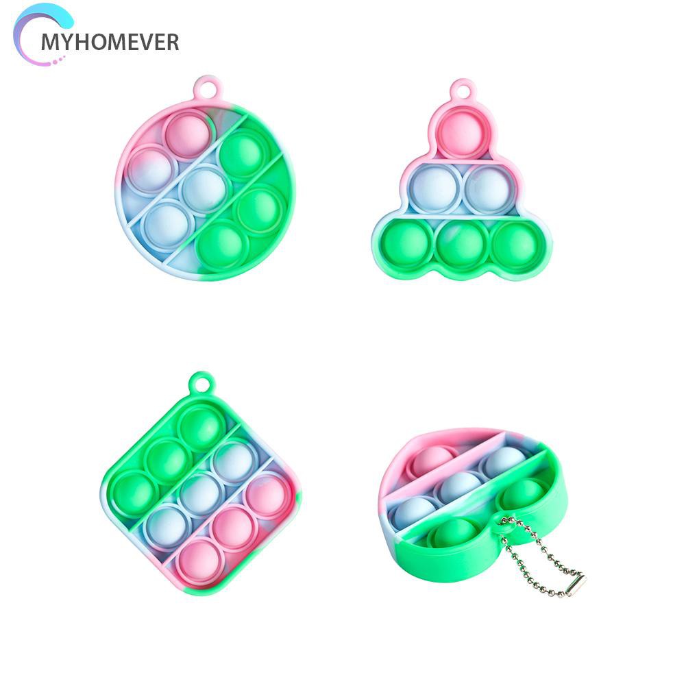 Pop It Fidget Đồ chơi Tie Dye Colorful Push Bubble Sensory Autism Anti Stress Silicone Keychain