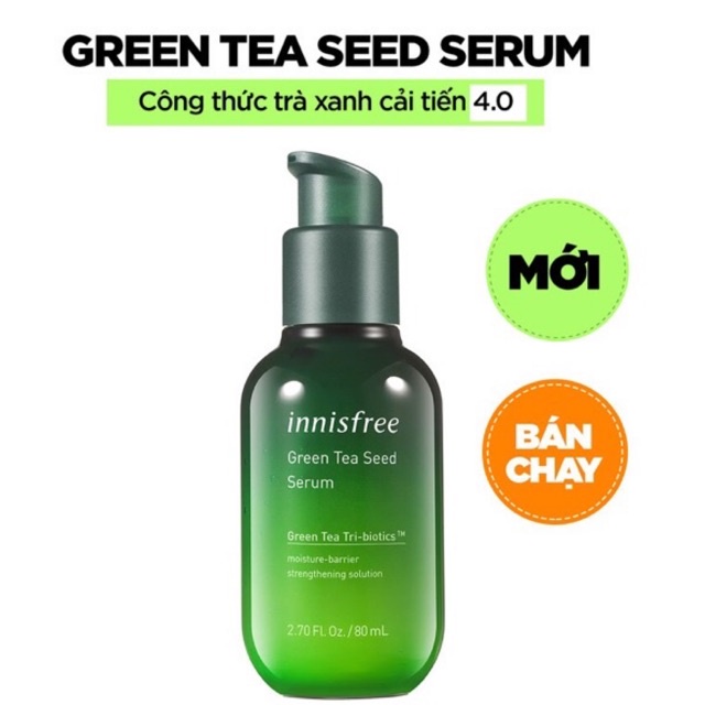 Tinh Chất Dưỡng Ẩm Sâu, Phục Hồi Da Mụn Innisfree trà xanh Green Tea Seed Serum 80ml