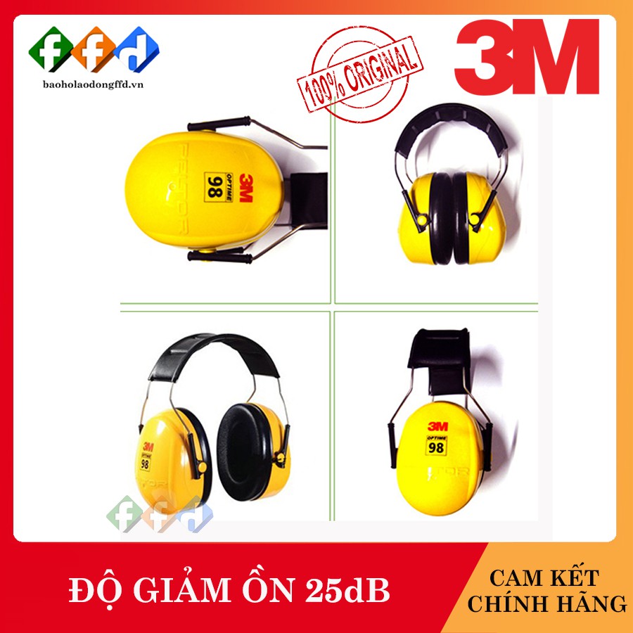 Chụp tai chống ồn 3M H9A đeo qua đầu, độ giảm ồn 25dB, ôm kín khít vành tai người dùng
