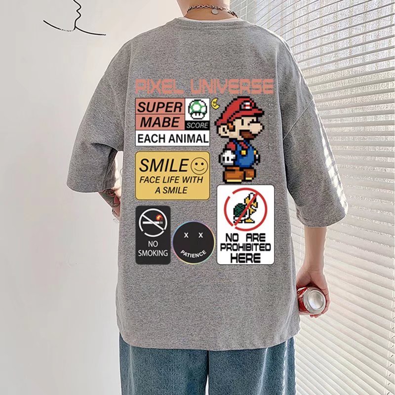 Áo Thun Dáng Rộng In Họa Tiết Hoạt Hình Phong Cách Hàn Quốc Thời Trang Mùa Hè Cho Nam Và Nữ Size M-8XL