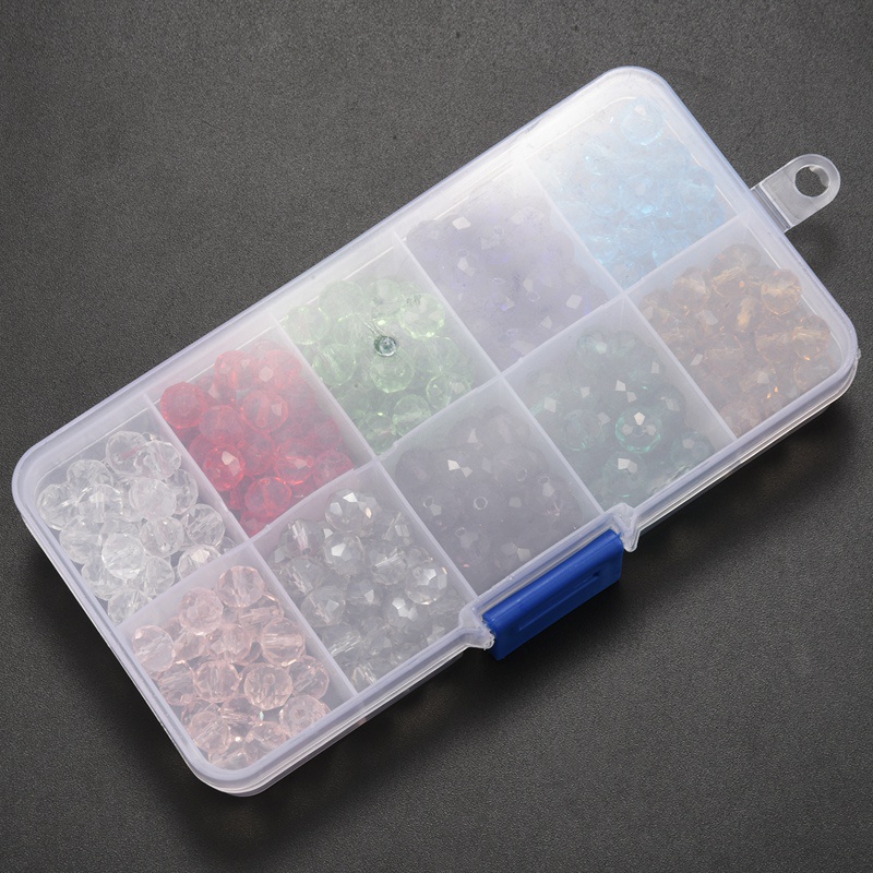 Bộ 300 Hạt Pha Lê Thủy Tinh 8mm 10 Màu Sắc Dùng Làm Trang Sức DIY