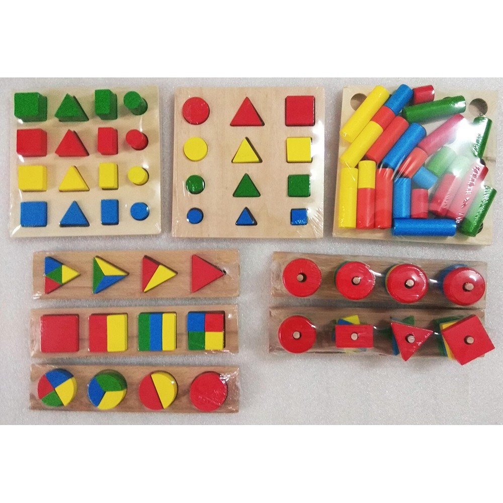 Bộ Giáo Cụ Montessori 8 Món - Giúp Bé Phát Triển Trí Tuệ về Hình Học, Toán Học Cho Bé