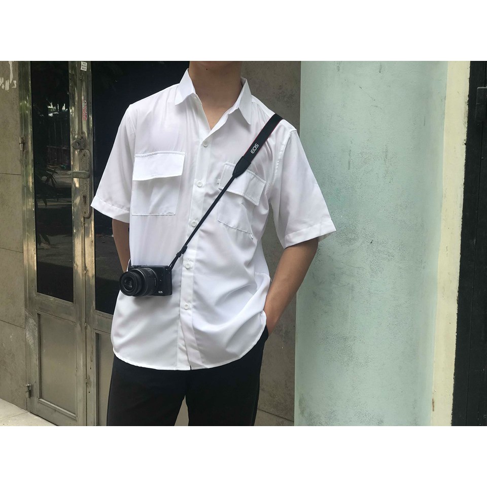 Áo sơ mi đen tay ngắn có chain Fox unisex | BigBuy360 - bigbuy360.vn