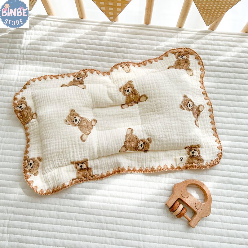 Gối cho bé gối cho bé sơ sinh vải xô muslin cao cấp phong cách Hàn Quốc cho bé Binbestore