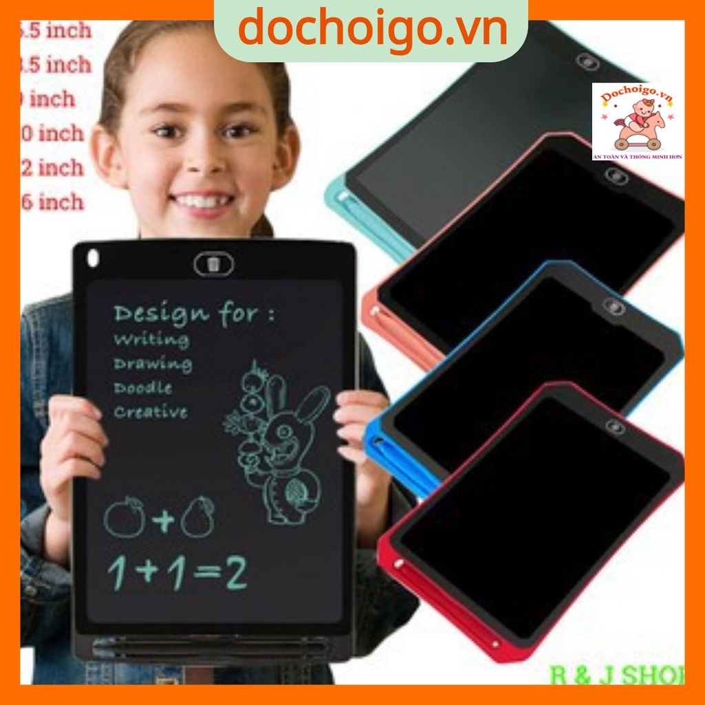 Bảng tự xóa LCD thông minh loại 8.5inch 10inch 12inch giúp cho trẻ 2 3 4 5 6 tuổi vui chơi và học tập dochoigo.vn