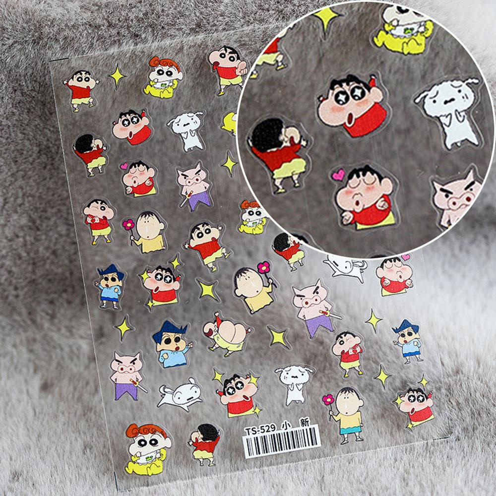 Nhãn Dán Móng Tay Tự Dính Họa Tiết Hoạt Hình Cậu Bé Bút Chì Shin-Chan 5D Dễ Thương Dành Cho Salon