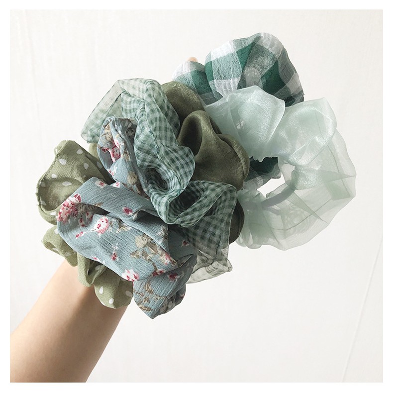 Set 3 dây cột tóc vải Scrunchies mix mẫu theo màu cực xinh