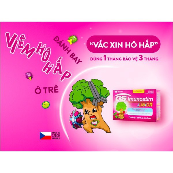 ✔️️️(Tặng quà xinh) GS Imunostim Junior - Tăng cường miễn dịch và sức khỏe đường hô hấp (Hộp 20 Viên)