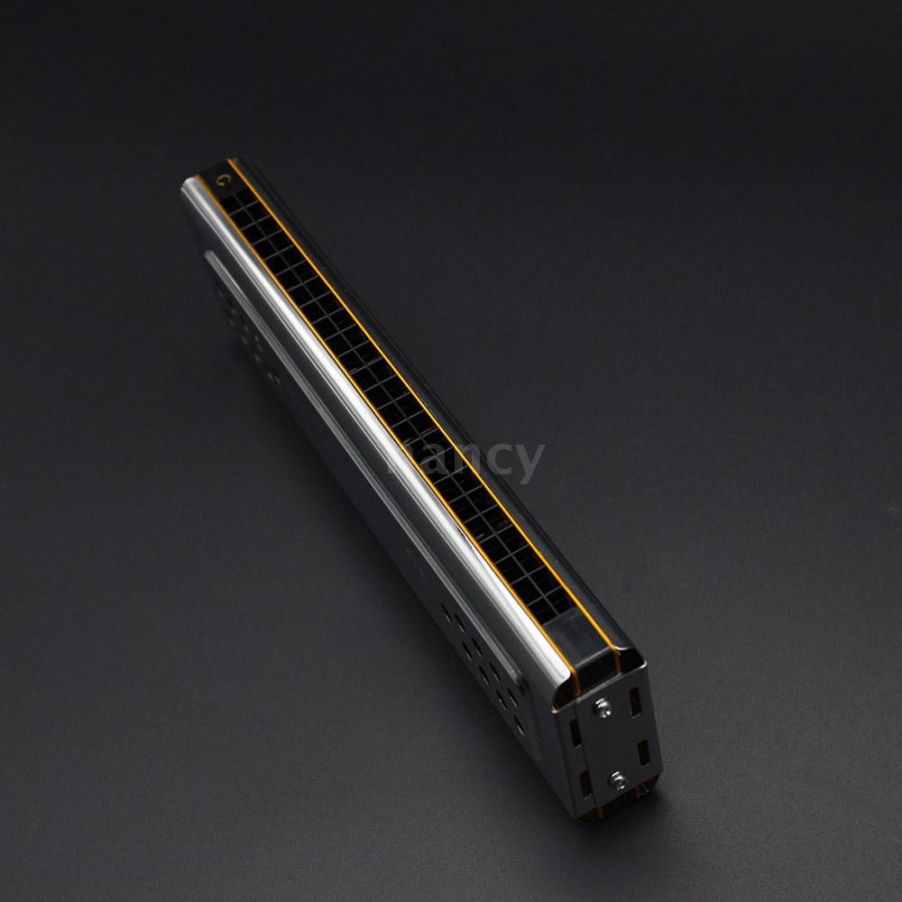 Kèn Harmonica Hai Mặt Trong Một Tông Đô Trưởng & Sol Trưởng 24 Lỗ Kép Kèm Hộp Đựng Có Đệm Và Vải Lau