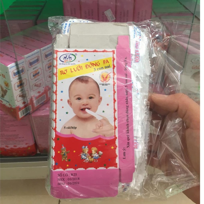 (Hộp 5 cái) Rơ lưỡi Đông Fa, Tưa lưỡi cho bé Đông Fa 3 Con Nai