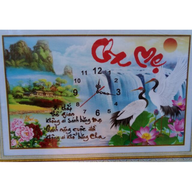 Tranh đá đồng hồ cha mẹ yn2066